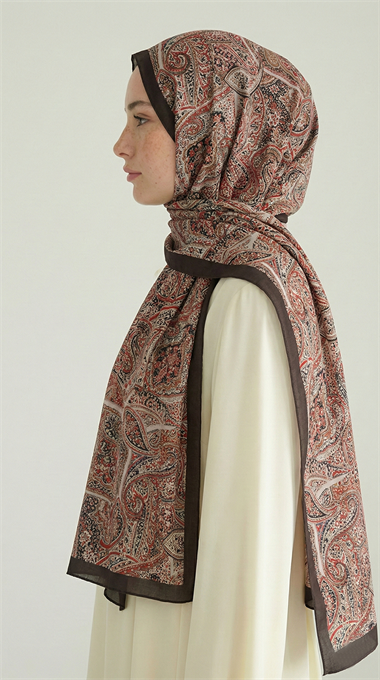 PERA DESENLİ COTTON ŞAL - KIRMIZI / ACI KAHVE 