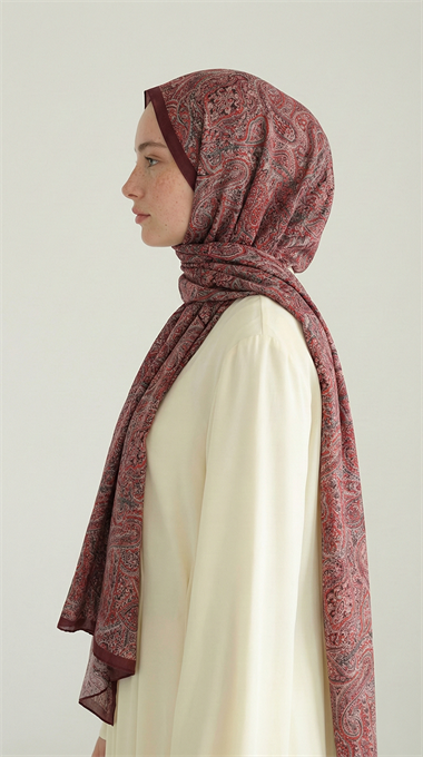 PERA DESENLİ COTTON ŞAL - KIRMIZI