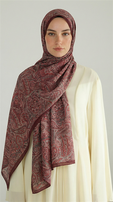 PERA DESENLİ COTTON ŞAL - KIRMIZI
