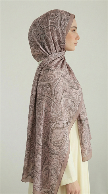 PERA DESENLİ COTTON ŞAL - KREM / PUDRA