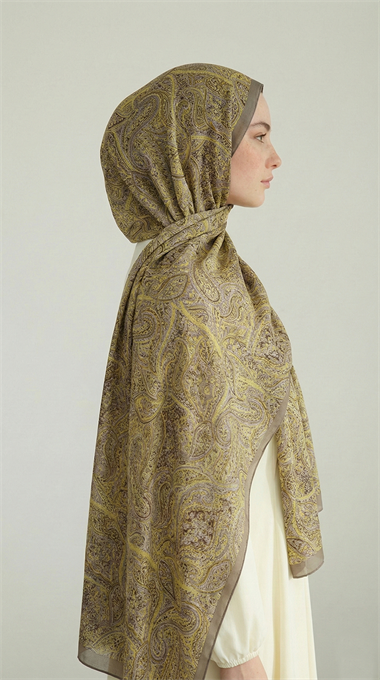 PERA DESENLİ COTTON ŞAL - KREM / SARI