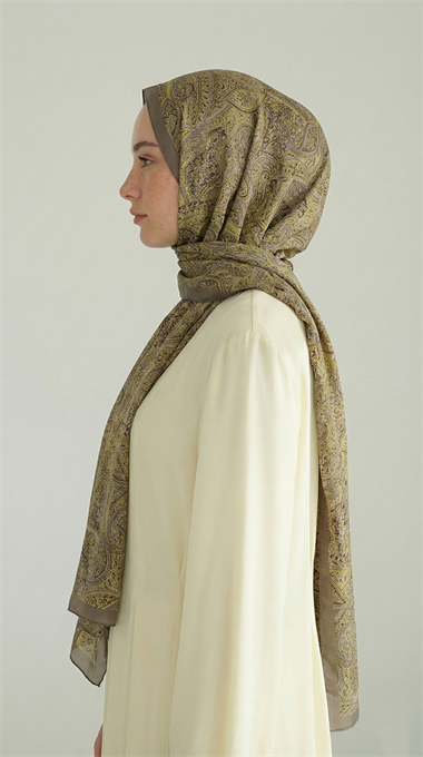 PERA DESENLİ COTTON ŞAL - KREM / SARI