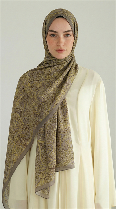 PERA DESENLİ COTTON ŞAL - KREM / SARI