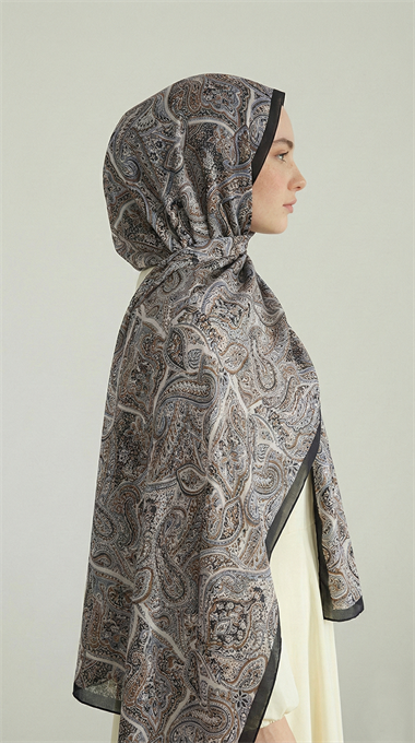 PERA DESENLİ COTTON ŞAL - SİYAH 