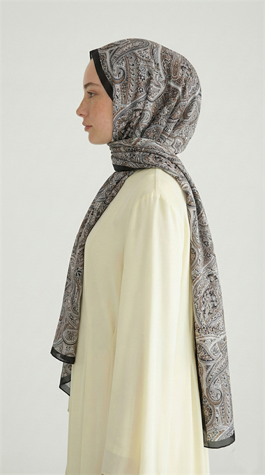 PERA DESENLİ COTTON ŞAL - SİYAH 