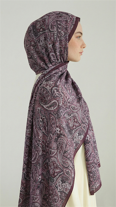 PERA DESENLİ COTTON ŞAL - MOR