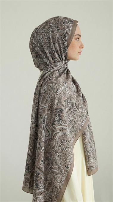 PERA DESENLİ COTTON ŞAL - SİYAH / BEJ
