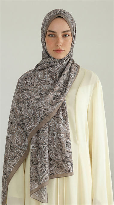 PERA DESENLİ COTTON ŞAL - SİYAH / BEJ