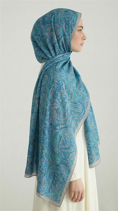 PERA DESENLİ COTTON ŞAL - SU YEŞİLİ