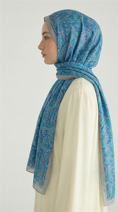 PERA DESENLİ COTTON ŞAL - SU YEŞİLİ