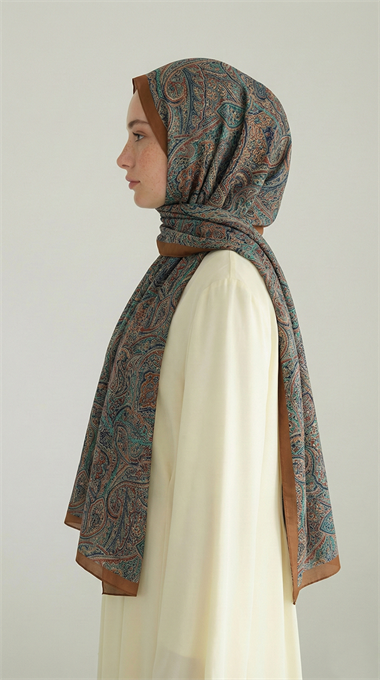 PERA DESENLİ COTTON ŞAL - YEŞİL