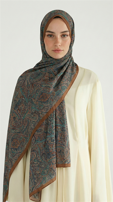 PERA DESENLİ COTTON ŞAL - YEŞİL