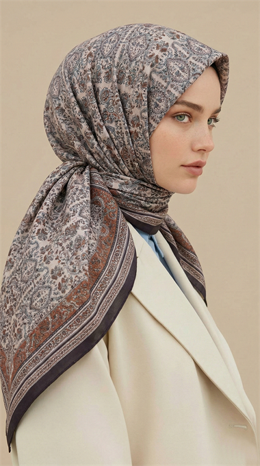 PETRA 120 * 120 CM COTTON ŞAL EŞARP - ACI KAHVE