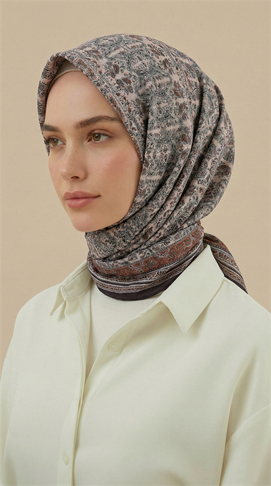 PETRA 120 * 120 CM COTTON ŞAL EŞARP - ACI KAHVE