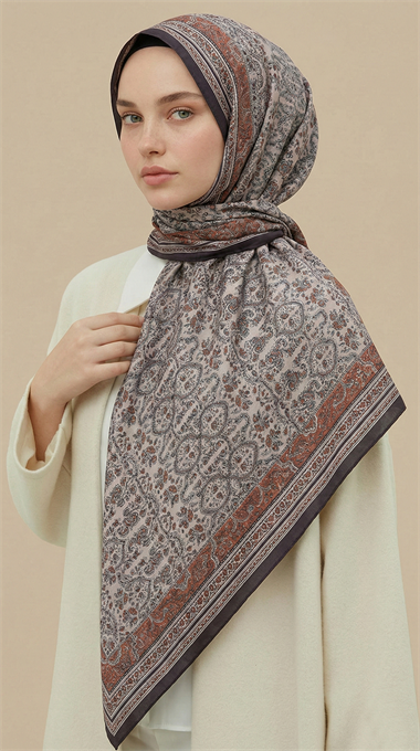 PETRA 120 * 120 CM COTTON ŞAL EŞARP - ACI KAHVE