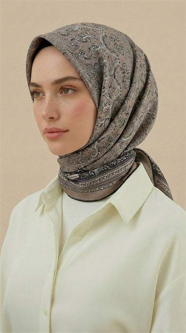 PETRA 120 * 120 CM COTTON ŞAL EŞARP - BEJ