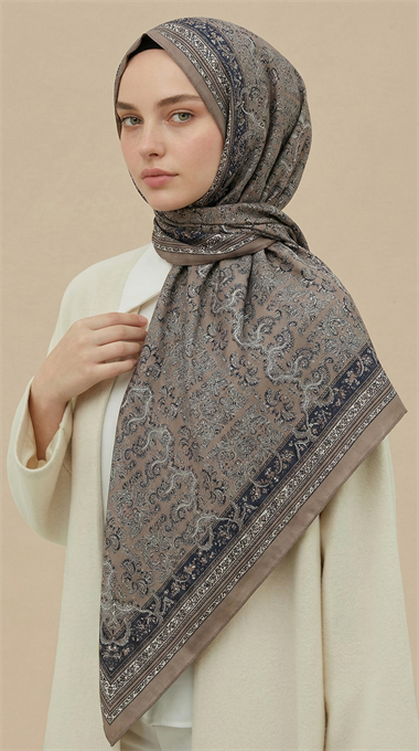 PETRA 120 * 120 CM COTTON ŞAL EŞARP - BEJ
