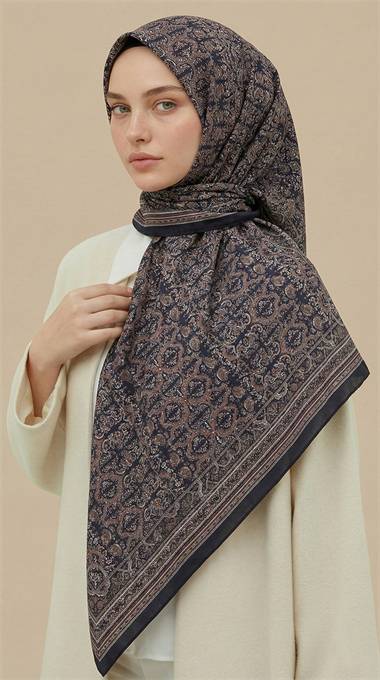 PETRA 120 * 120 CM COTTON ŞAL EŞARP - SİYAH