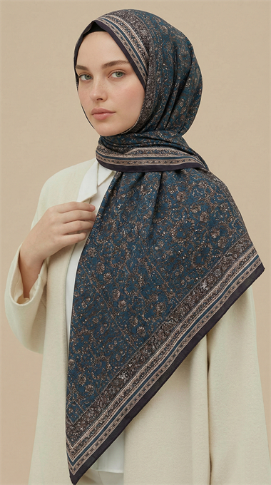 PETRA 120 * 120 CM COTTON ŞAL EŞARP - YEŞİL