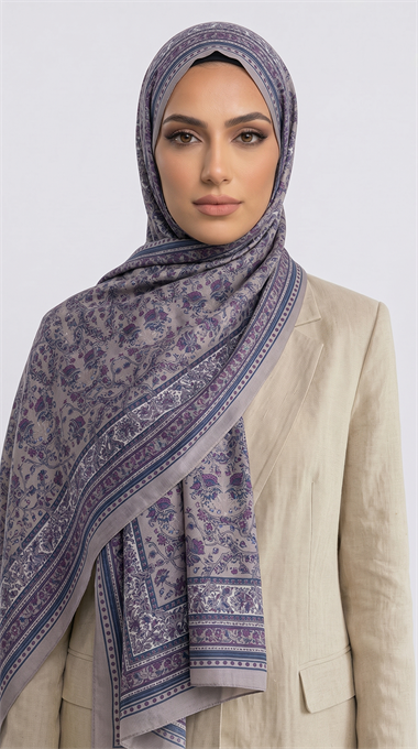 PETRA ETNİK DESEN COTTON ŞAL -  BEJ / LİLA
