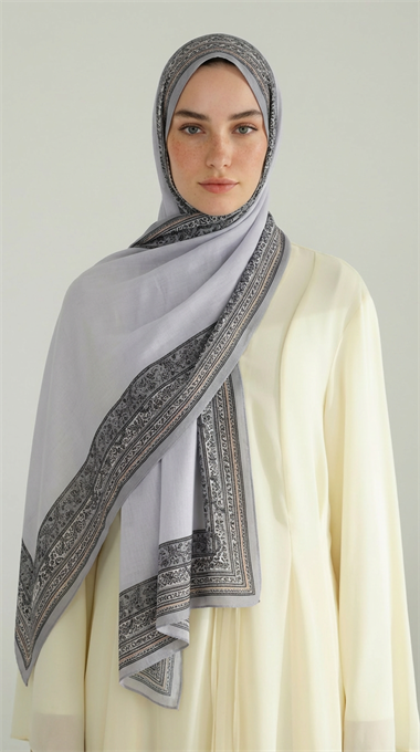 PETRA ETNİK DESEN COTTON ŞAL -   GRİ