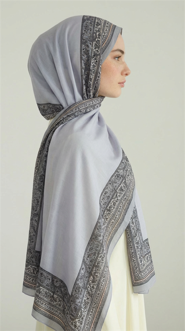 PETRA ETNİK DESEN COTTON ŞAL -   GRİ