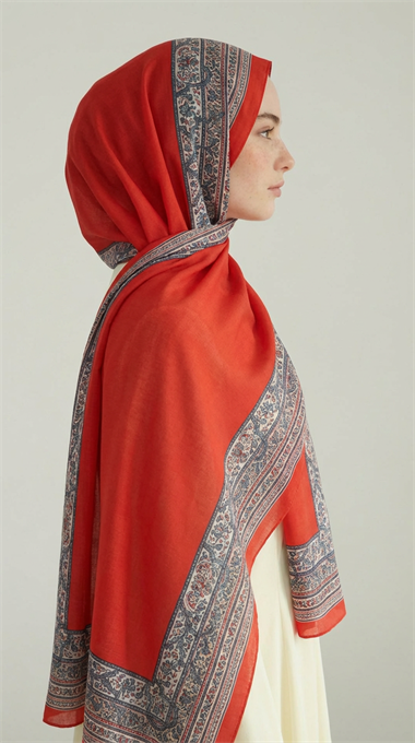 PETRA ETNİK DESEN COTTON ŞAL -  KIRMIZI