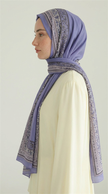 PETRA ETNİK DESEN COTTON ŞAL -  LİLA