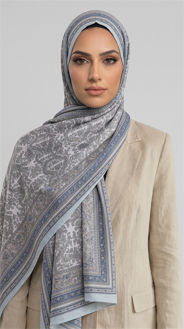 PETRA ETNİK DESEN COTTON ŞAL -  MAVİ  / BUZ MAVİSİ