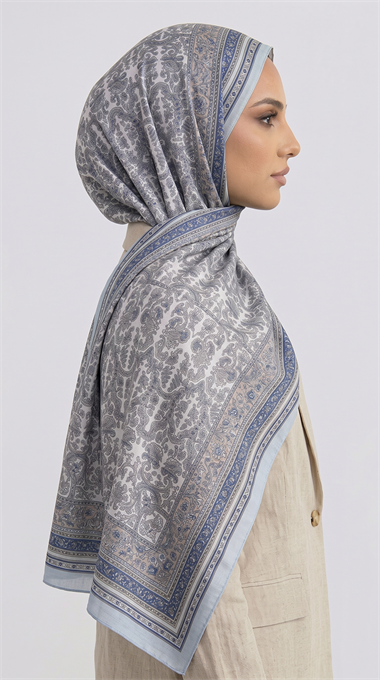 PETRA ETNİK DESEN COTTON ŞAL -  MAVİ  / BUZ MAVİSİ