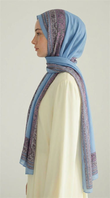 PETRA ETNİK DESEN COTTON ŞAL -   MAVİ