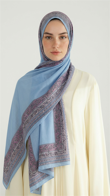 PETRA ETNİK DESEN COTTON ŞAL -   MAVİ