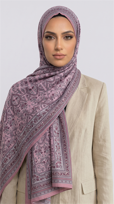 PETRA ETNİK DESEN COTTON ŞAL -  PEMBE / BEYAZ