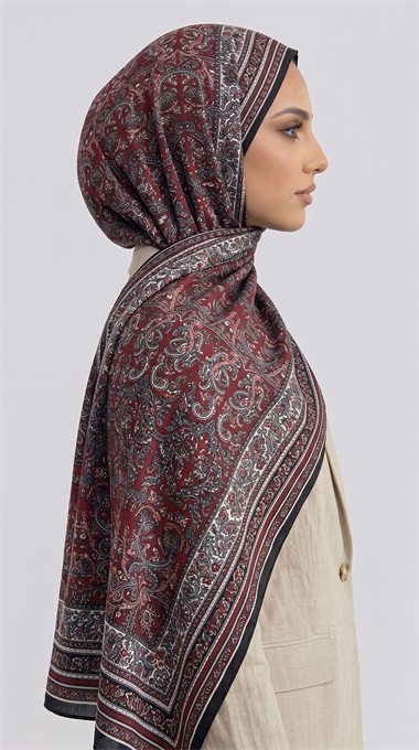 PETRA ETNİK DESEN COTTON ŞAL -  SİYAH / KIRMIZI