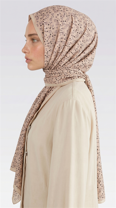 ROSA DESENLİ VUAL İPEK ŞAL -EKRU