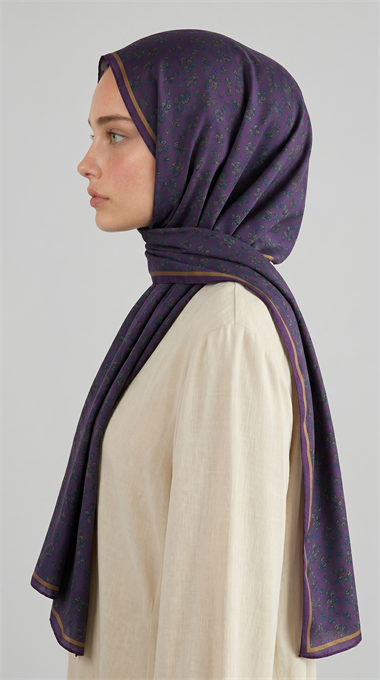 ROSA DESENLİ VUAL İPEK ŞAL - MOR
