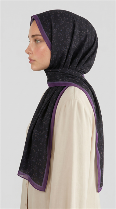 ROSA DESENLİ VUAL İPEK ŞAL - MOR