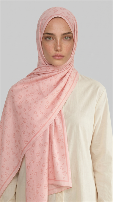 ROSA DESENLİ VUAL İPEK ŞAL - TOZ PEMBE