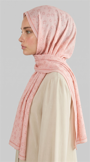 ROSA DESENLİ VUAL İPEK ŞAL - TOZ PEMBE