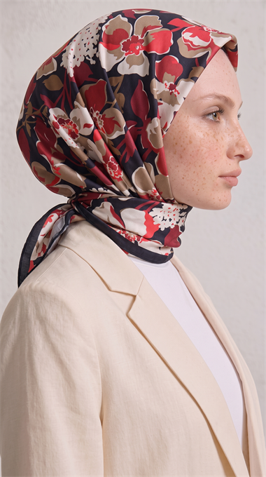 ROSELLE COTTON EŞARP -   SİYAH / KIRMIZI 