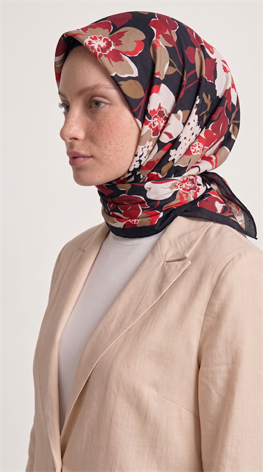 ROSELLE COTTON EŞARP -   SİYAH / KIRMIZI 