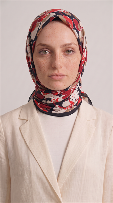 ROSELLE COTTON EŞARP -   SİYAH / KIRMIZI 