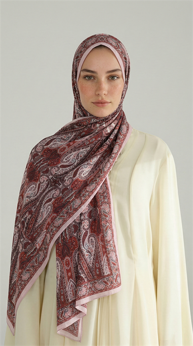 ROYAL ETNİK DESEN COTTON ŞAL - AÇIK PEMBE 