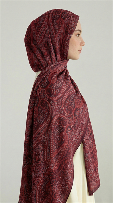 ROYAL ETNİK DESEN COTTON ŞAL  - BORDO / PEMBE