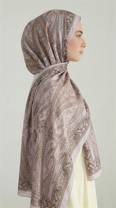 ROYAL ETNİK DESEN COTTON ŞAL - GRİ 
