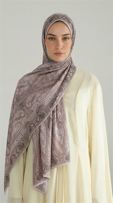ROYAL ETNİK DESEN COTTON ŞAL - GRİ 