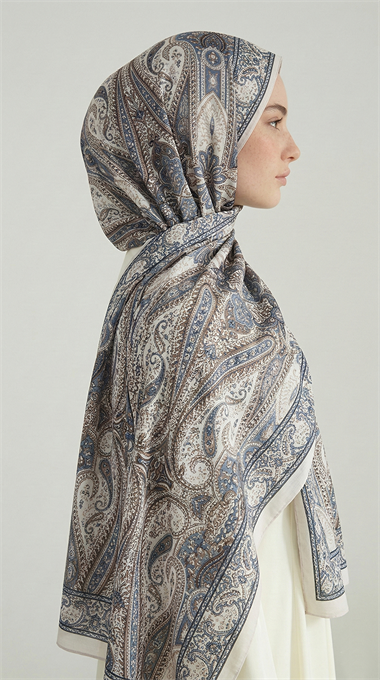 ROYAL ETNİK DESEN COTTON ŞAL - GRİ / SARI