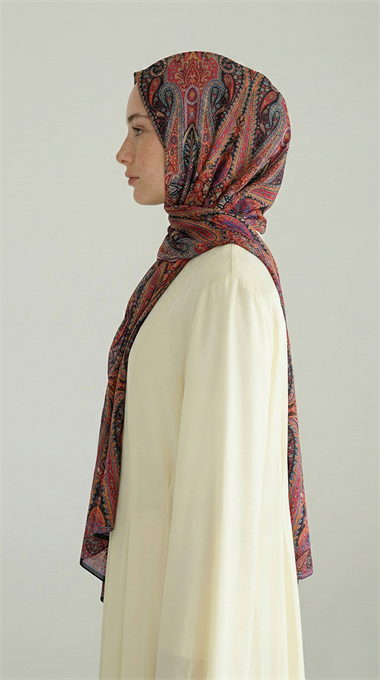 ROYAL ETNİK DESEN COTTON ŞAL - SİYAH / FUŞYA