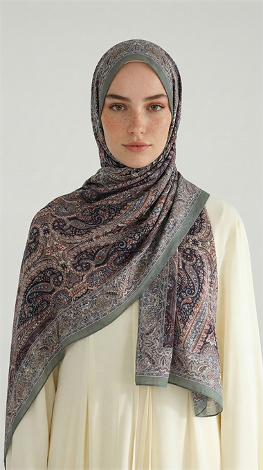 ROYAL ETNİK DESEN COTTON ŞAL - SİYAH / YEŞİL