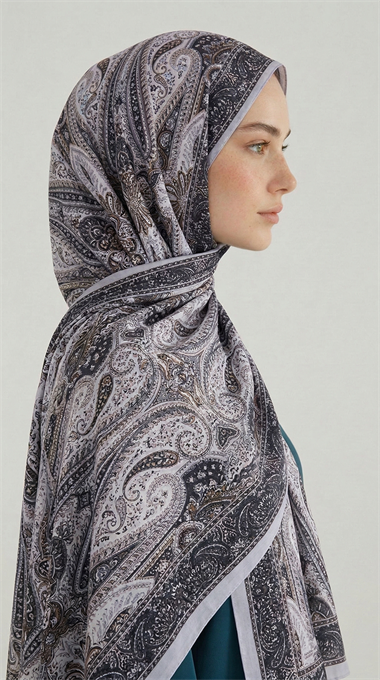 ROYAL ETNİK DESEN COTTON ŞAL - SİYAH